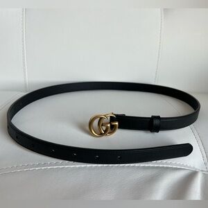 Gucci marmont GG black leather thin belt